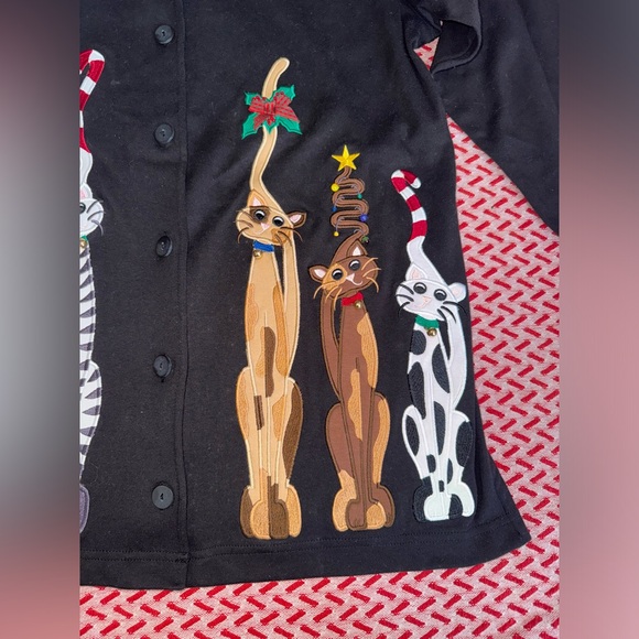 Vintage 90s Bechamel Cat Lady Sweater Christmas Kittens Petite Small EUC - Picture 4 of 13